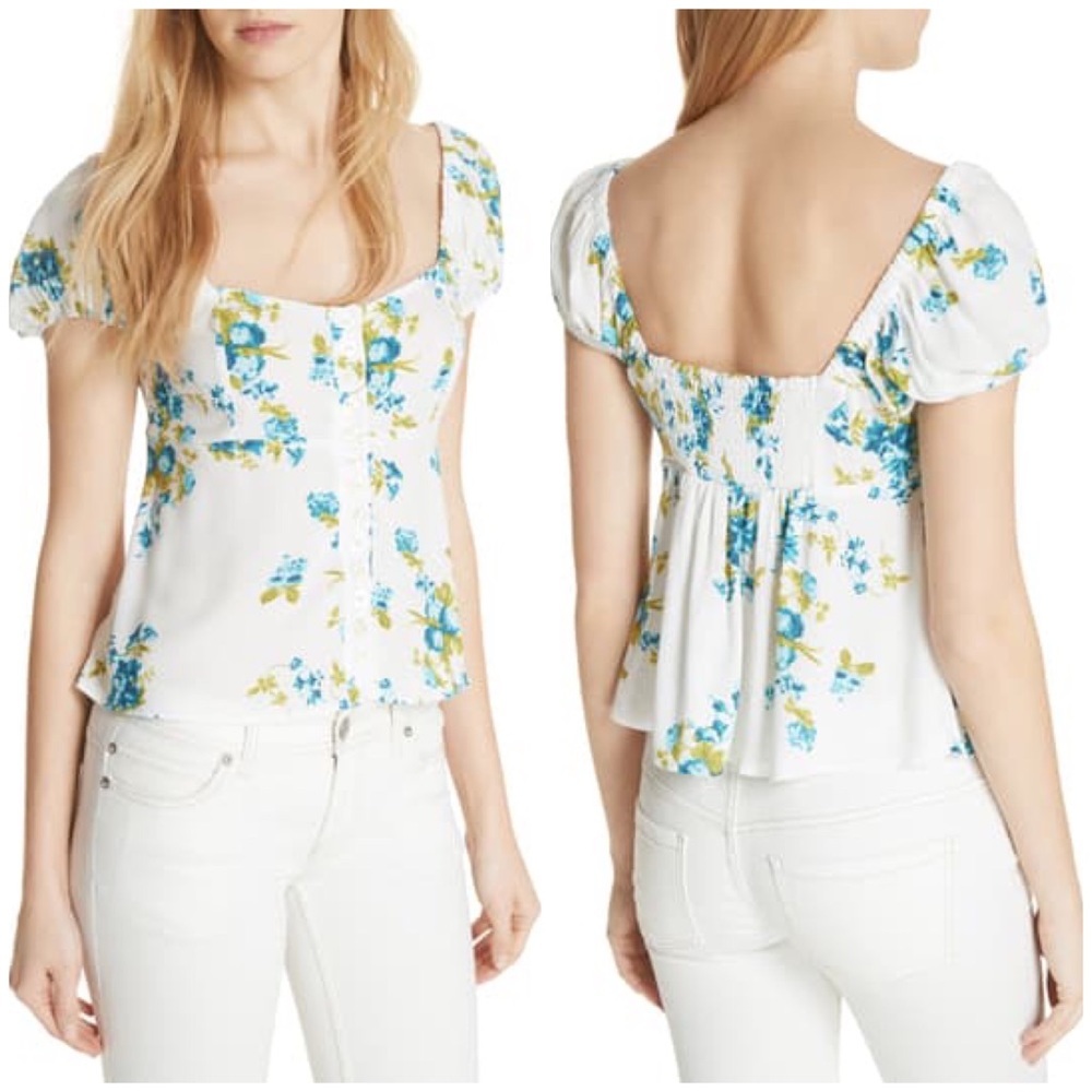 NWT Free People Close to You Top Small Floral Blue